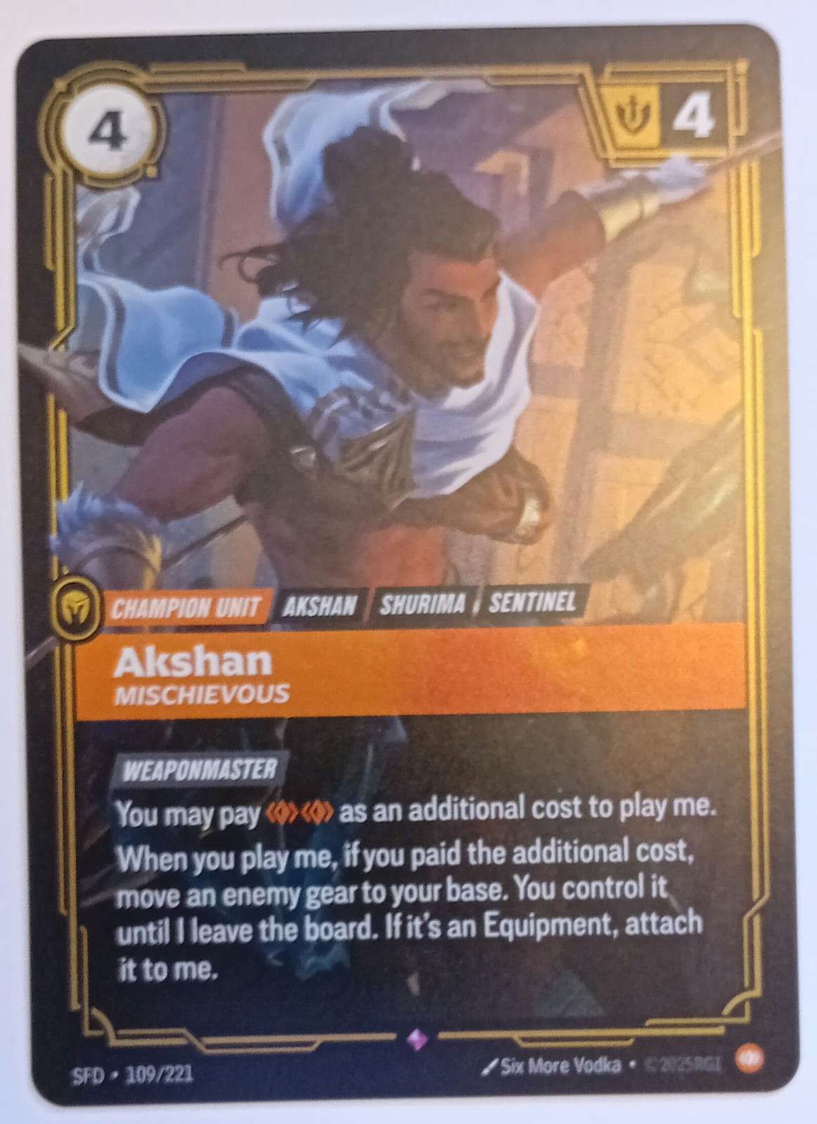 2 x FOIL Akshan. Mischievous. 109. Spiritforged. Riftbound