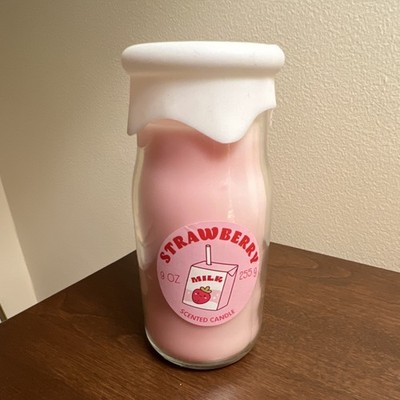 Supreme Lights Candle Strawberry Milk Scented Wax Bottle 9 oz Glass 2024