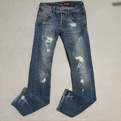 LTB Distressed Straight Slim Fit Stretch Denim Jeans Sz 27x32 Made In Turkey