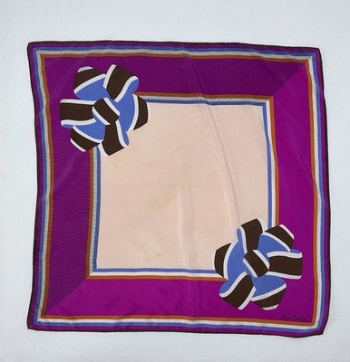 MAVI FRANCE women s Silk Vibrant Scarf In Pink W Flower Motifs Print 34''/34'' GC