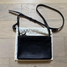 Authentic CÉLINE Paris Small Trio Crossbody Black Leather Bag