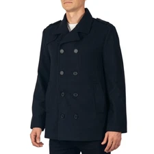 Alpine Swiss Jake Mens Pea Coat Wool Blend Double Breasted Dress Jacket Peacoat