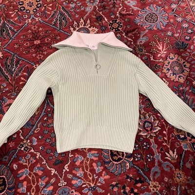 AMI Paris Zip Collar Fisherman s Rib Jumper