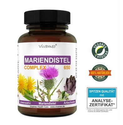 Vivameo   Mariendistel Complex 240 Kapseln à 650 mg + Artischocke + Löwenzahn