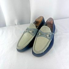 Authentic Gucci two tone suede silver horsebit loafers men Sz 40 E US 9.5