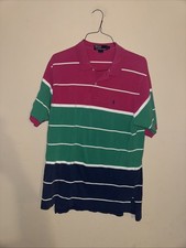 VTG Polo Ralph Lauren Polo Shirt Mens XL Pastel Stripes Blue Pony Preppy 90s Y2k