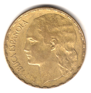 Republica Española 1 peseta 1937 conocida como La Rubia