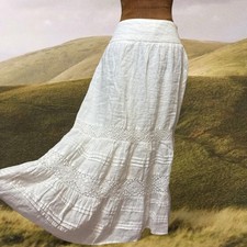 Minimalist Boho Festival Linen Cotton Fairy Coquette Maxi Lace Skirt