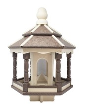 Large Poly Hexagon Bird Feeder Amish-made in USA-Brown, Weatherwood, and Ivory