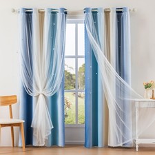 Indistar Star Blackout Curtains For Girls Kids Bedroom Colourful Stripe Window