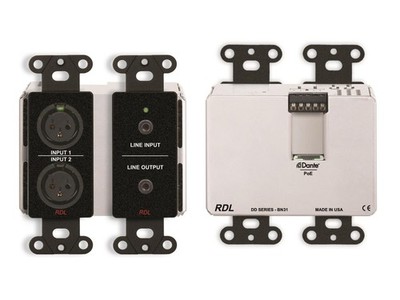 RDL DDB-BN31 4x4 Wall-Mounted Bi-Directional Mic/Line Dante Interface/Black