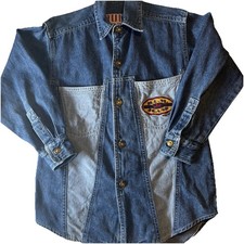 1990s BUM Equipment Denim Shirt Boys 5 Years Vintage Embroidered Cotton Blue