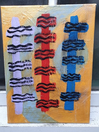 ROYSTON DU MAURIER-LEBEK ORIGINAL ABSTRACT SIGNED ACRYLIC PAINTING ON CANVAS (A)