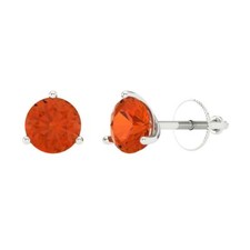 Red Zirconia Stud Earrings for Women, Screw back 2 cttw, 6.5mm, Round-Cut 