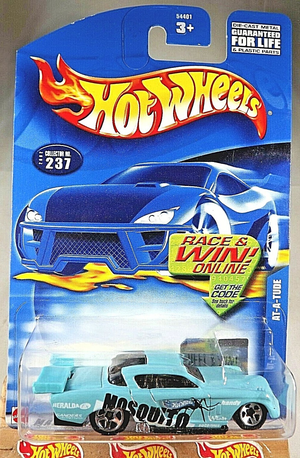 2002 Hot Wheels Mainline/Collector #237 AT-A-TUDE Teal w/Chrome 5 Spoke Wheels