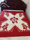 hawaiian handmade quilts bedspread/blanket/wall hanging  60”/60” Red w/Free ship