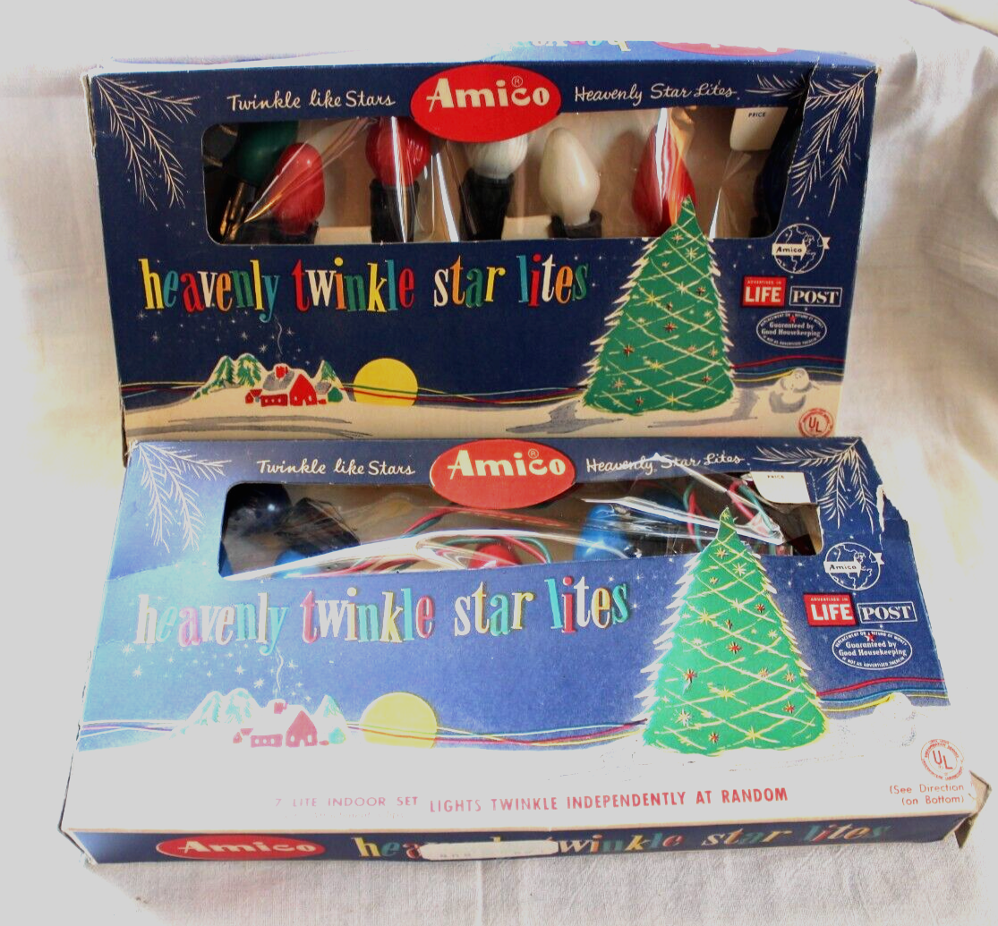 Vintage AMICO 2 BOXES Heavenly twinkling Working Indoor Christmas