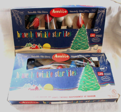 Vintage AMICO 2 BOXES Heavenly twinkling Working Indoor Christmas Lights