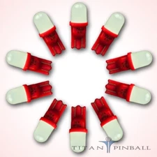 (10 Pack) - 6.3 Volt LED Bulb Frosted 555 Wedge Base (T10) Pinball - RED
