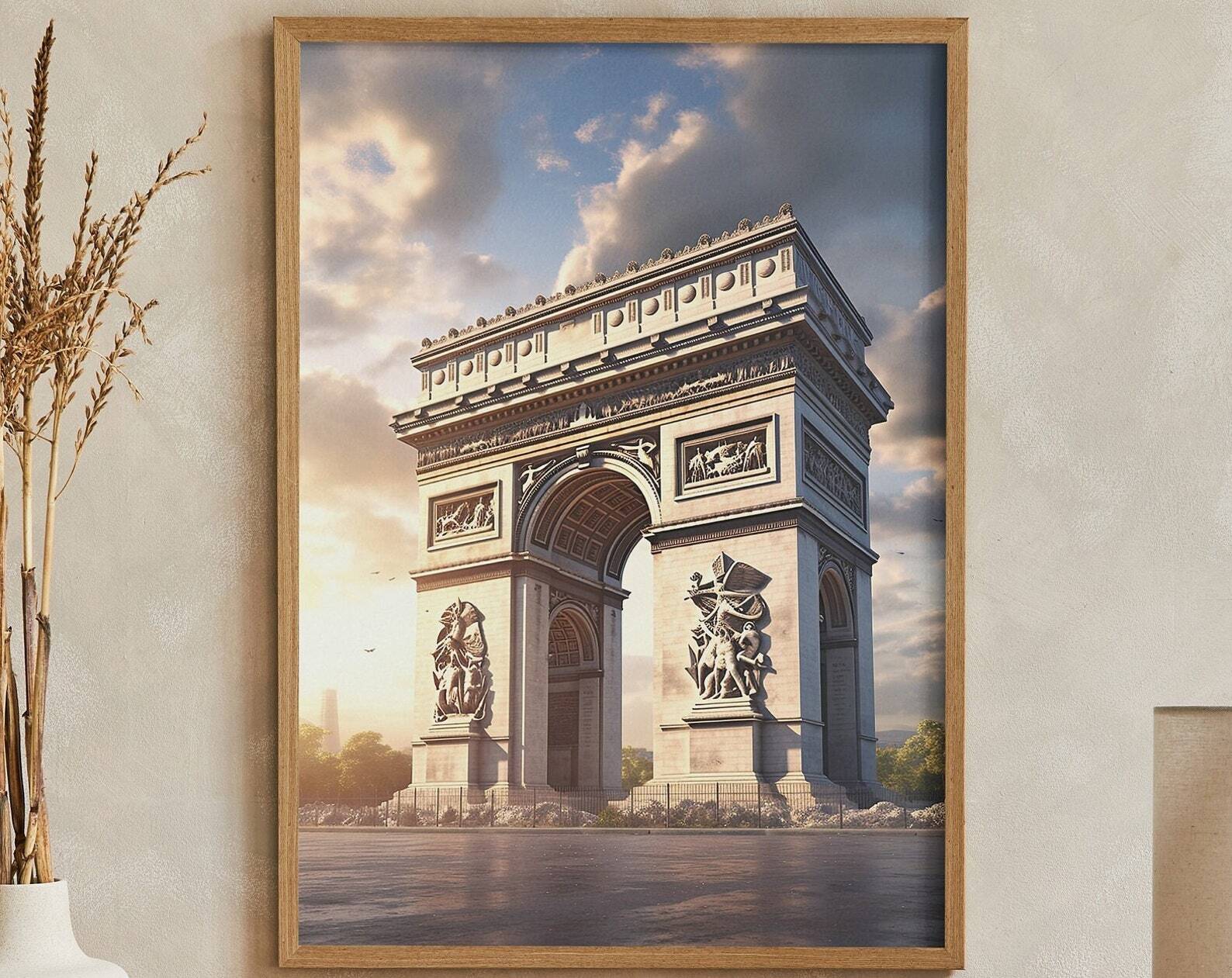 Arc De Triumph Print Paris France Europe Travel Poster Print At Home Wall Art