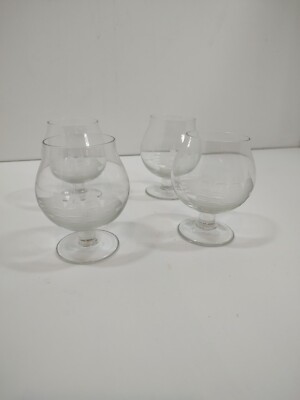Vintage Cutty Sark Clipper Ship. 4.   Etched Crystal Brandy Cordial  Snifters 