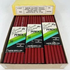 Empire Berol #157 RED Round Pencils 1970’s USA Lot Vintage NOS full Box 72pcs