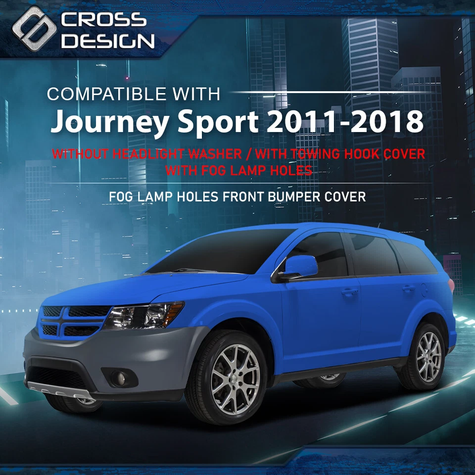 Крышка переднего бампера подходит для Dodge Journey Sport 2011 2012-2018 годов выпуска с отверстиями для противотуманных фар - Изображение 2 из 4