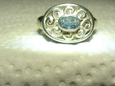 Vtg. Sterling Silver Blue Topaz Ring