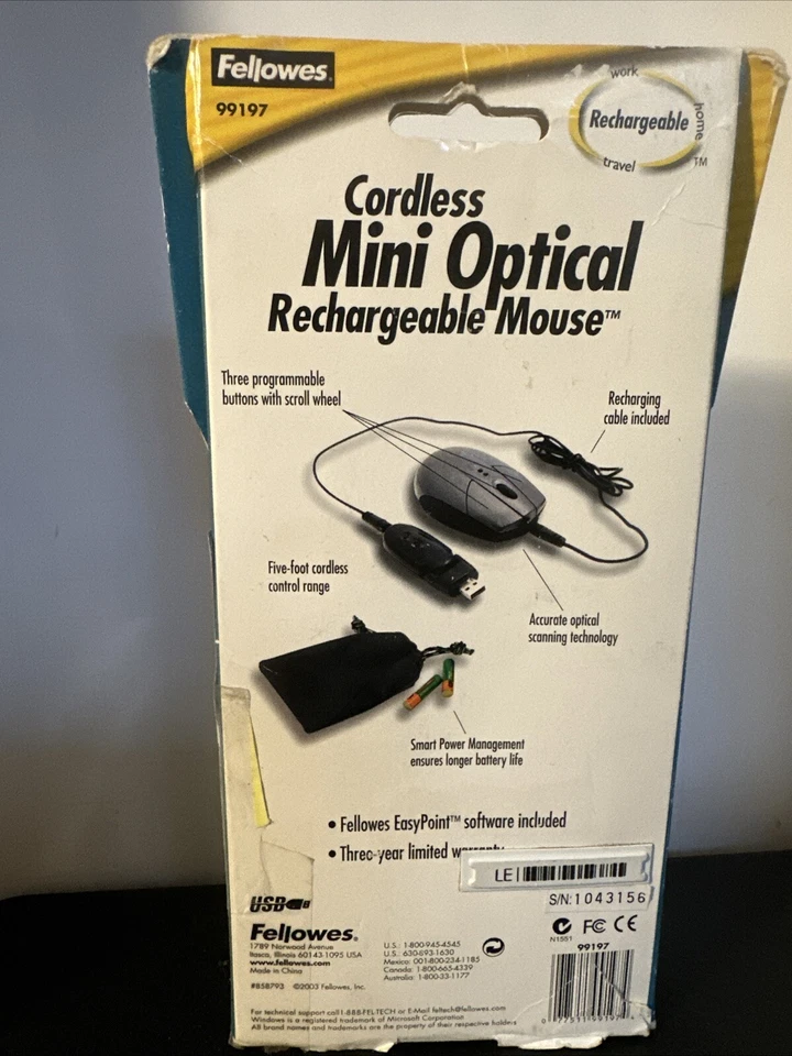 Fellowes 99197 Cordless Mini Optical Rechargeable Mouse - Image 2 of 4