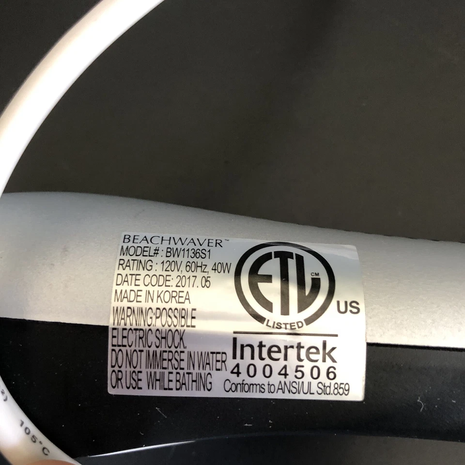 Beachwaver S1 Ceramic Dual Rotating Curling Iron Black & Silver Model BW1136S1 - Image 4 of 4