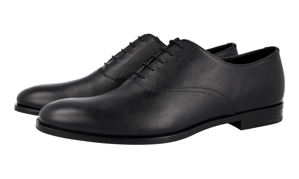 PRADA SAFFIANO Oxford Dress Shoes Leather Sole - Black - NEW  display picture 2