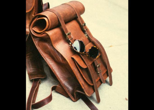 Neu Big Roll Top Backpack Rucksack Rolling Travel Biker Echtleder Tasche - Bild 2 von 3