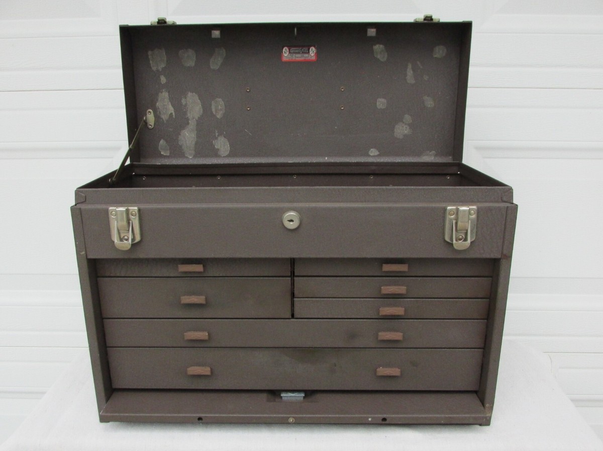 Kennedy Kits No. 520 Vintage Brown Machinist Metal Chest Tool Box