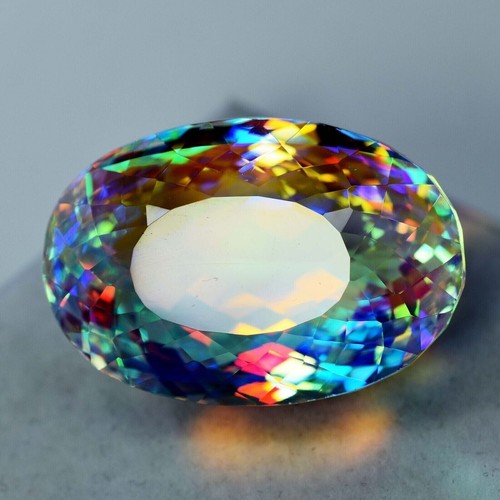 Pierre Précieuse Mystic Topaz Ovale 40 Carats - Effet Arc-en-ciel, Certifiée GIR, Pour Création De Bijoux