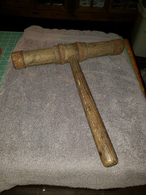 Antique Wooden Mallet Handmade Primitive Solid Nearly 3 