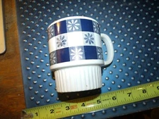 Vintage Flower -checkard  Mug Stackable Coffee cup blue