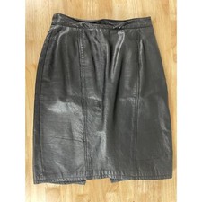Vintage Pelle Cuir Women's Size 8 Black Straight  Pencil Skirt Leather