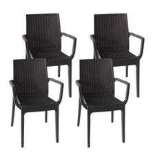 [2 o 4 PEZZI] Sedia da Giardino Rattan CON Braccioli - Antracite DUK702F-3,9