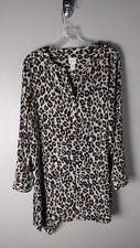 Chico's Leopard Roll Tab Sleeve Asymmetrical Tunic Top Size 2 NWOT