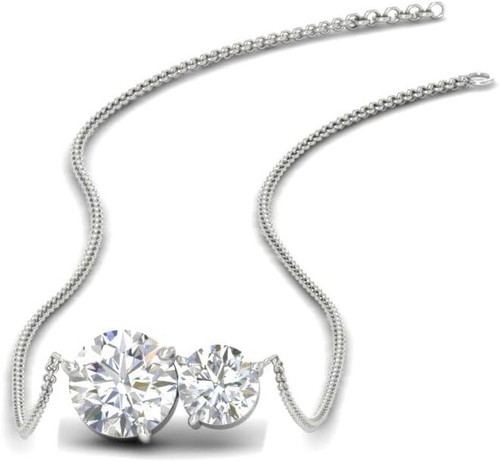 1/8 Ct Round Cut Lab Grown Diamond Mini Two Stone Necklace Pendant With 18 Chain - Picture 3 of 25