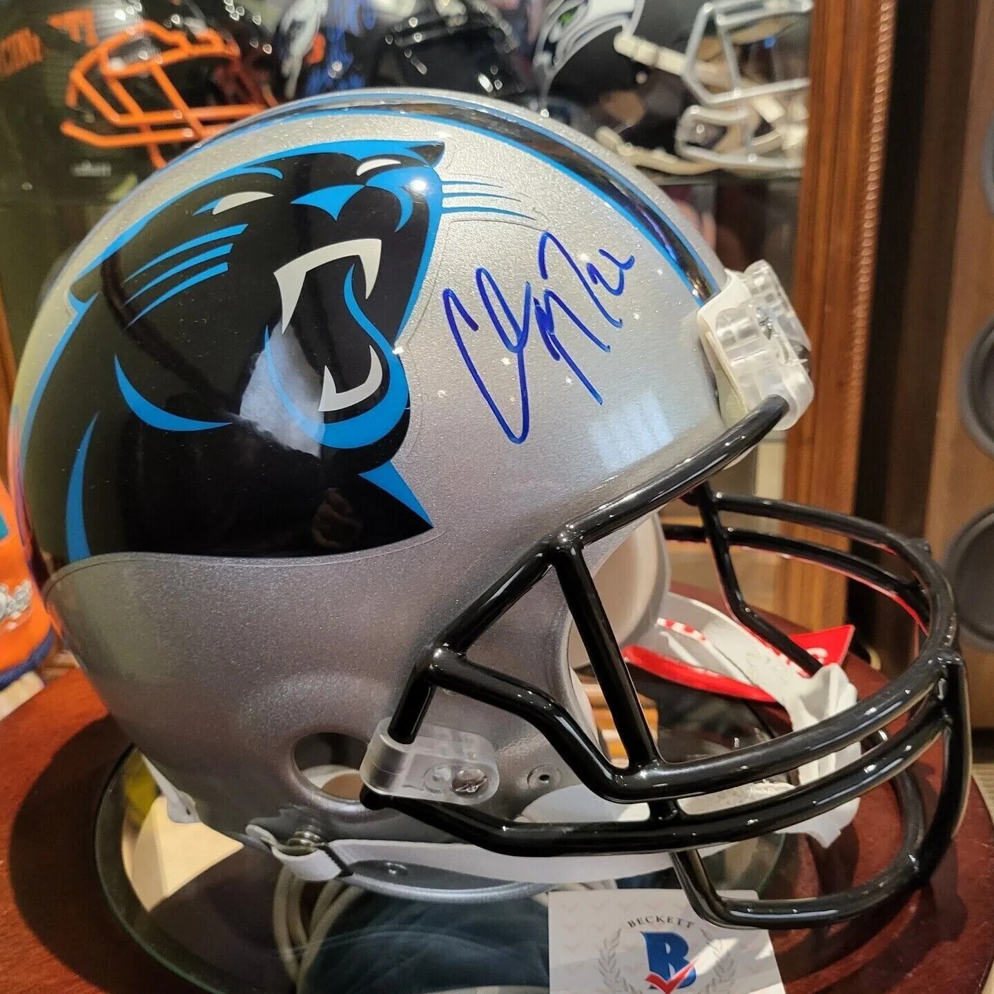 Christian McCaffrey Autographed Signed Carolina Panthers AUTHENTIC FULL SIZE HELMET BECKETTT 
