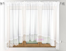 Fertiggardine Gardine LB-35wb Modern Fenstergardine Wohnzimmer Blume 180x400 cm