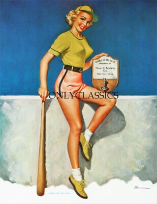 1955 Vintage D'ancona Art Deco Baseball Queen Rookie of the Year Pin-Up Print