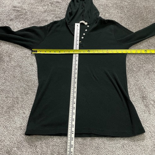 Active Basic Hoodie Sweatshirt Dress Womens Large Black Henley Neck Waffle Knit - Picture 5 of 9