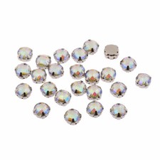 CraftbuddyUS 50 Round 10mm AB Clear Sew on Resin MONTEES Rhinestones Diamante