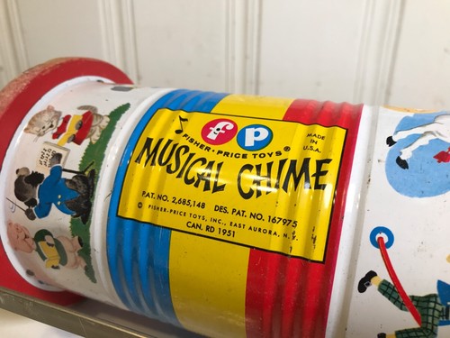 Vintage Fisher Price Metal & Wood Musical Chime Roller Mid Century 722 Exc Cond. - Picture 3 of 11