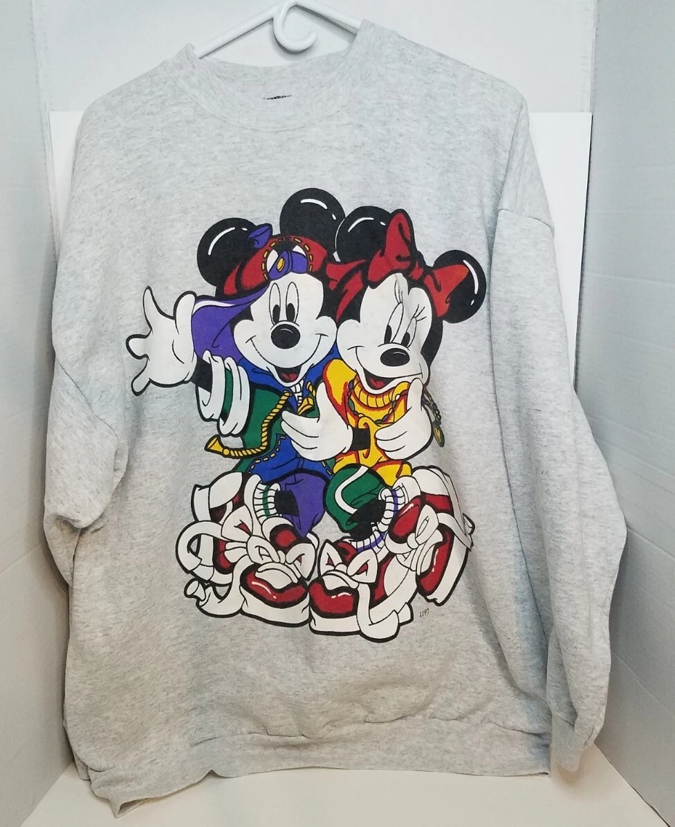 Jerry Leigh Disney Hip Hop Mickey Minnie Mouse Grey Sweatshirt 90s Size 3X  VTG | eBay