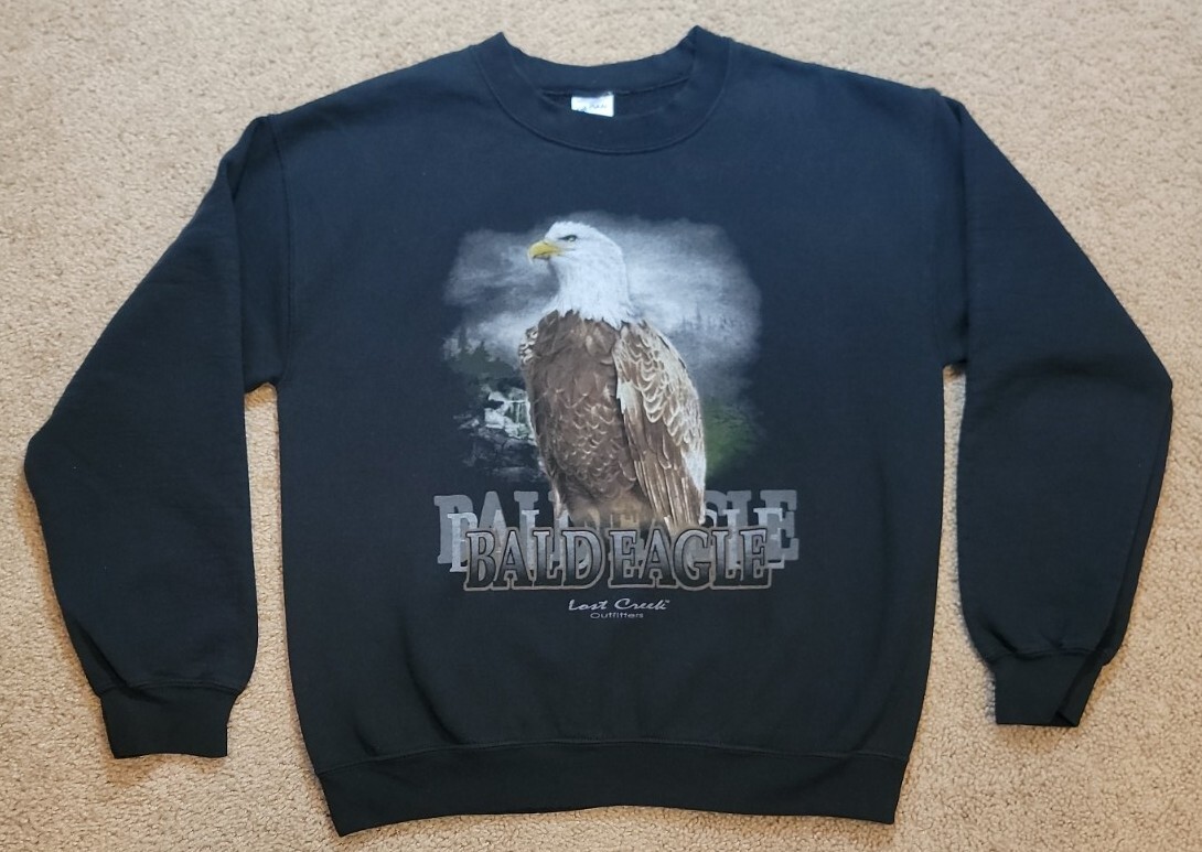 Vintage Y2K Black Lost Creek Outfitters Bald Eagle Medium Cr