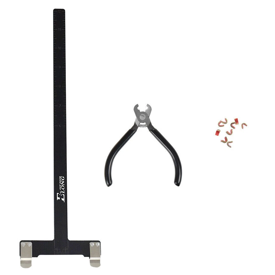 Alicates de hebilla Nocking + Regla de tiro con arco cuadrada en forma de T Conjunto de arcos recurvos compuestos Foto 3 de 4