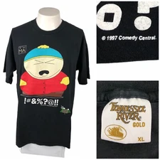 Vintage 90s South Park Cartman Mens XL Shirt Black Tee 1997 Comedian Central HTF